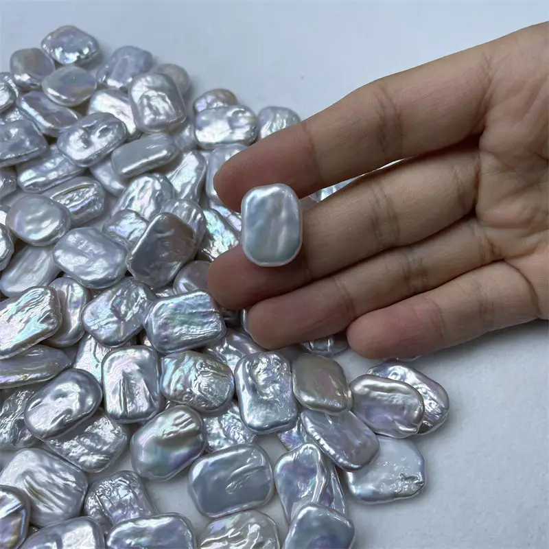 14-15mm Natural White Pearl Square Buttons for DIY Baroque Decor - Image 4