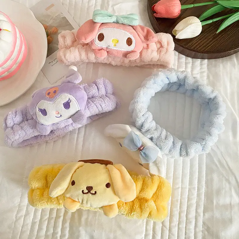 Cute Cartoon Hair Belts for Women Soft Plush Bow Accessories - Image 8