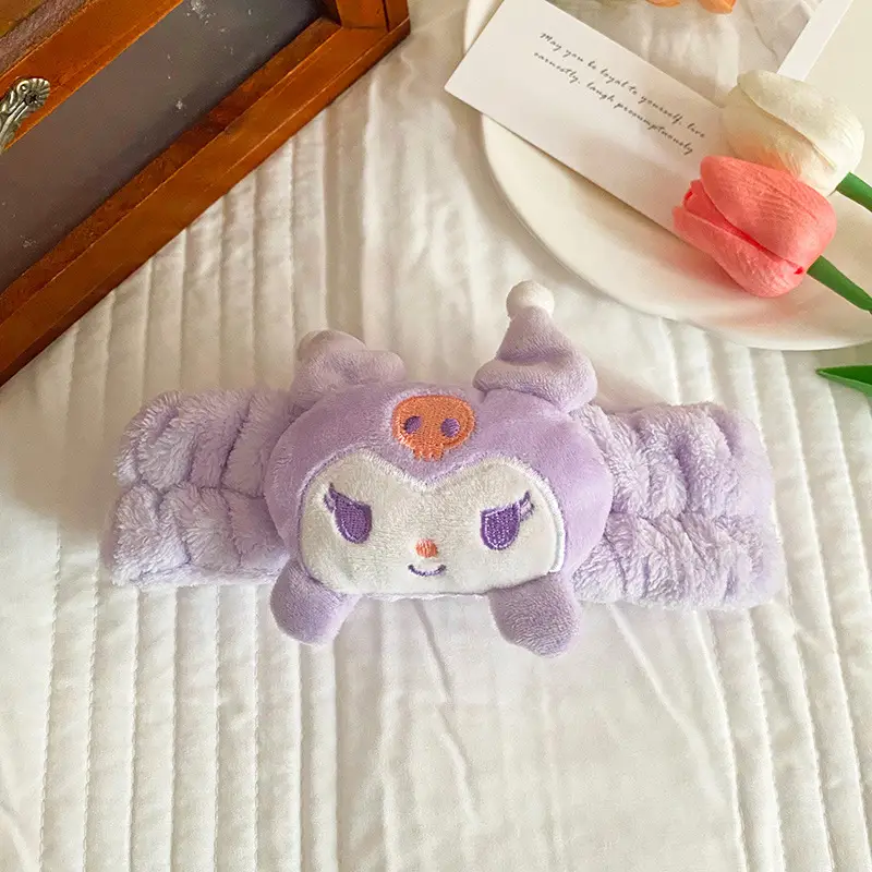 Cute Cartoon Hair Belts for Women Soft Plush Bow Accessories - Image 2