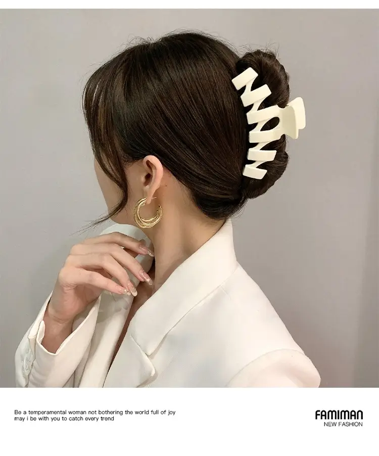 Milk Curry Color Shark Hair Clip Women Large Plastic — feature 13