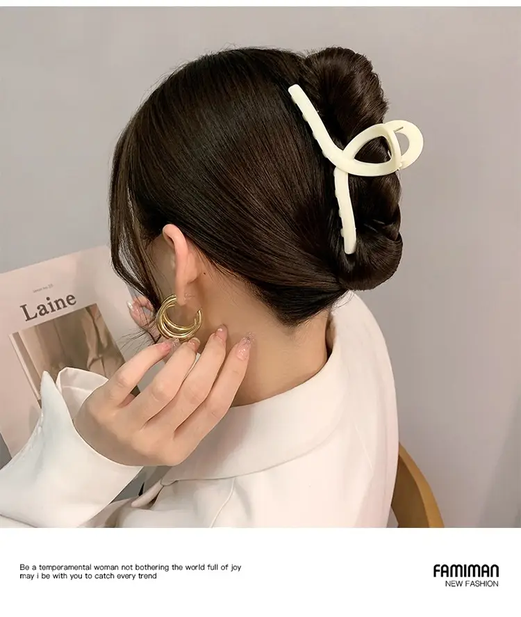 Milk Curry Color Shark Hair Clip Women Large Plastic — feature 8