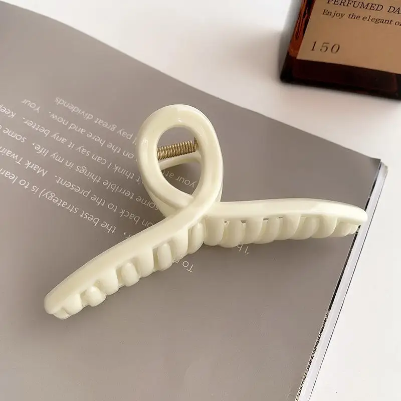 Milk Curry Color Shark Hair Clip Women Large Plastic