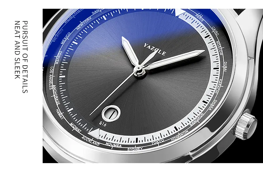 Men's Luminous Blue Dial Steel Band Quartz Watch — feature 10