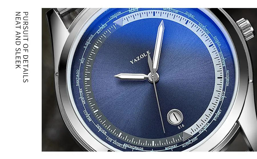Men's Luminous Blue Dial Steel Band Quartz Watch — feature 13
