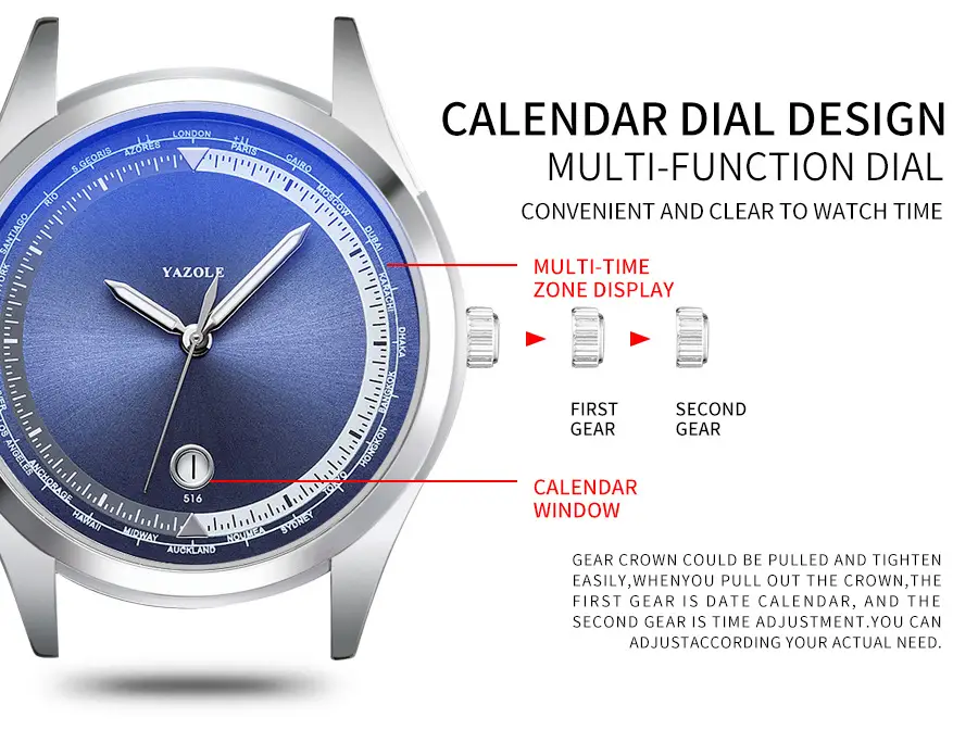 Men's Luminous Blue Dial Steel Band Quartz Watch — feature 6