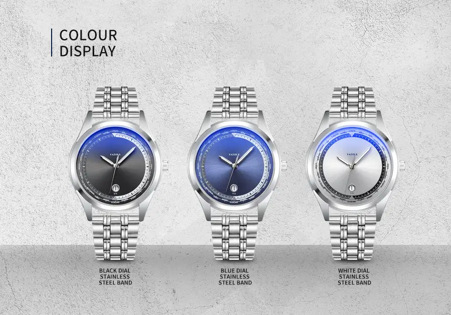 Men's Luminous Blue Dial Steel Band Quartz Watch — feature 8