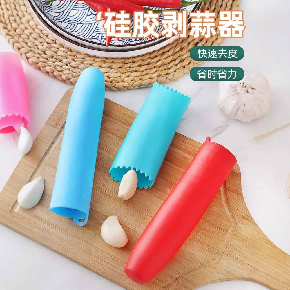 Silicone Garlic Peeler Red Manual Peeler - Image 5