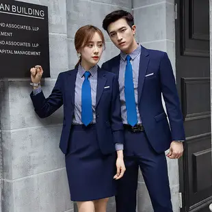 Men's White Short-Sleeve Business Shirt with Blue Tie — feature 2