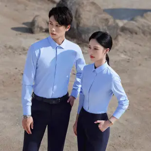 Men's White Short-Sleeve Business Shirt with Blue Tie — feature 9
