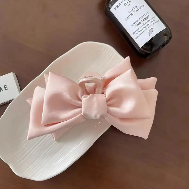 Black Bow Hair Clip for Women Large Shark Clip - Image 3