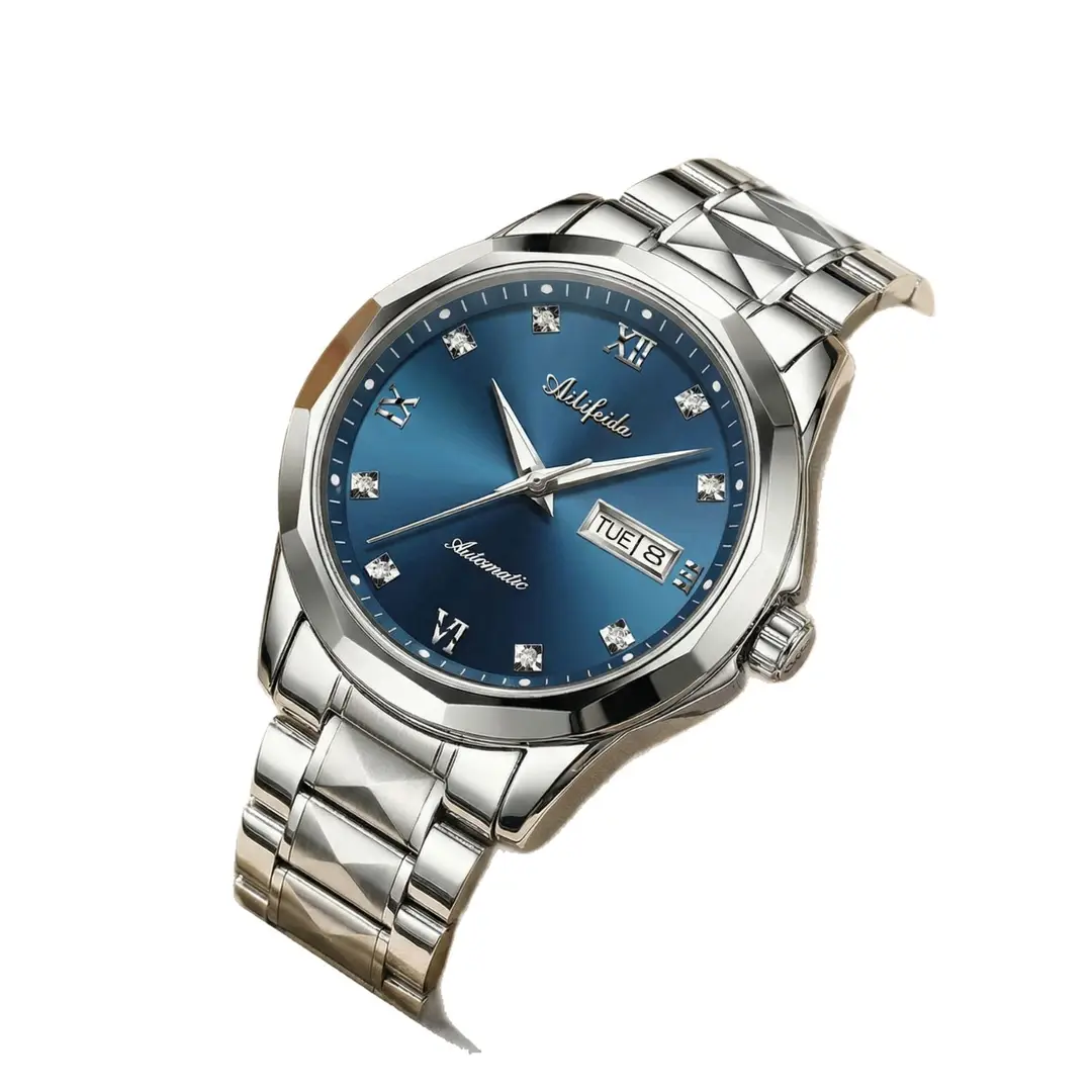 Aili Feida Steel Band Quartz Watch Men's Douyin Live Broadcast Hot Wholesale Waterproof Luminous Ultra-Thin Double Butterfly Buckle