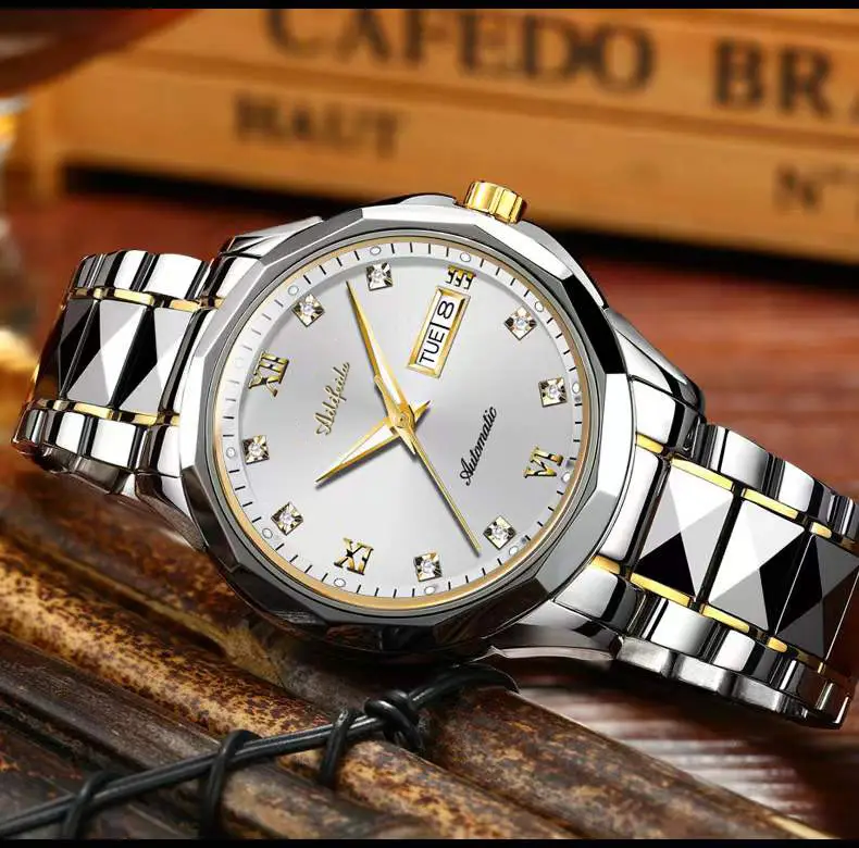 Aili Feida Steel Band Quartz Watch Men's Douyin Live Broadcast Hot Wholesale Waterproof Luminous Ultra-Thin Double Butterfly Buckle — feature 26