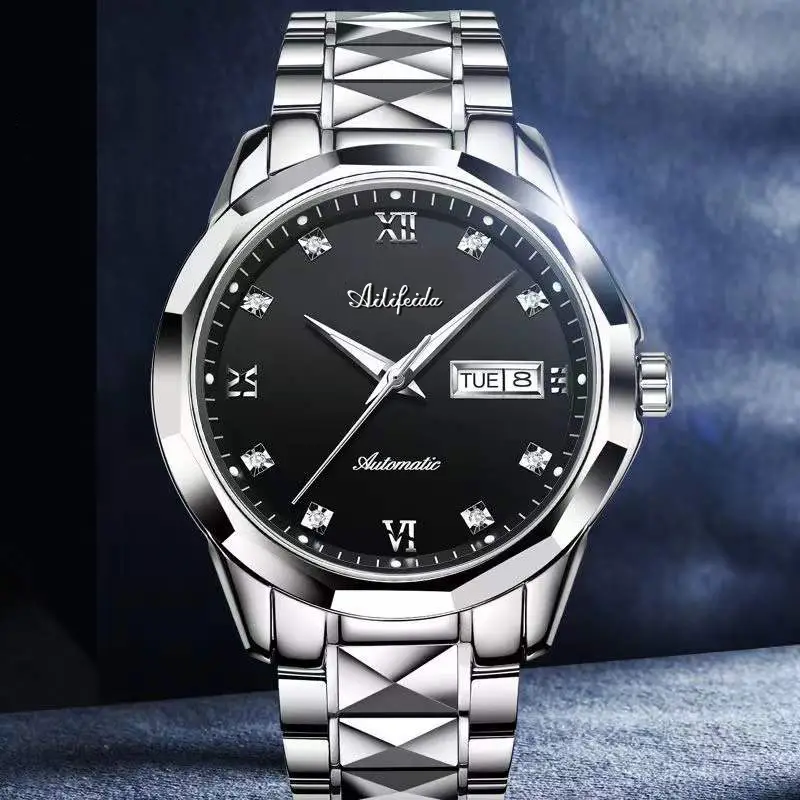 Aili Feida Steel Band Quartz Watch Men's Douyin Live Broadcast Hot Wholesale Waterproof Luminous Ultra-Thin Double Butterfly Buckle — feature 30