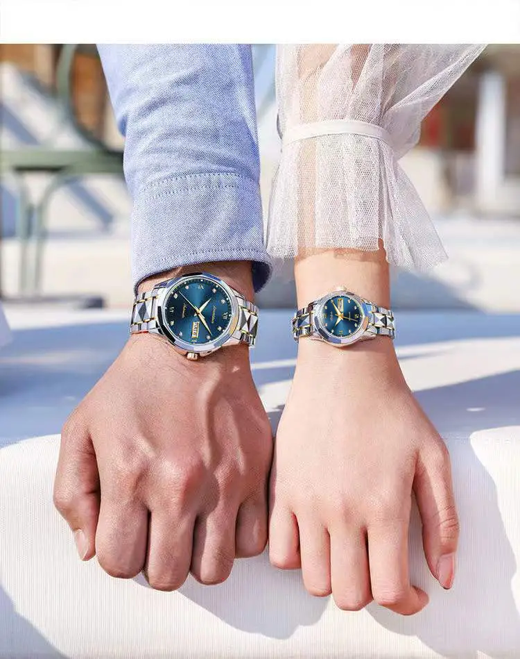 Aili Feida Steel Band Quartz Watch Men's Douyin Live Broadcast Hot Wholesale Waterproof Luminous Ultra-Thin Double Butterfly Buckle — feature 4