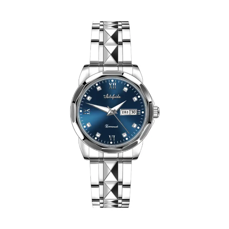 Aili Feida Steel Band Quartz Watch Men's Douyin Live Broadcast Hot Wholesale Waterproof Luminous Ultra-Thin Double Butterfly Buckle