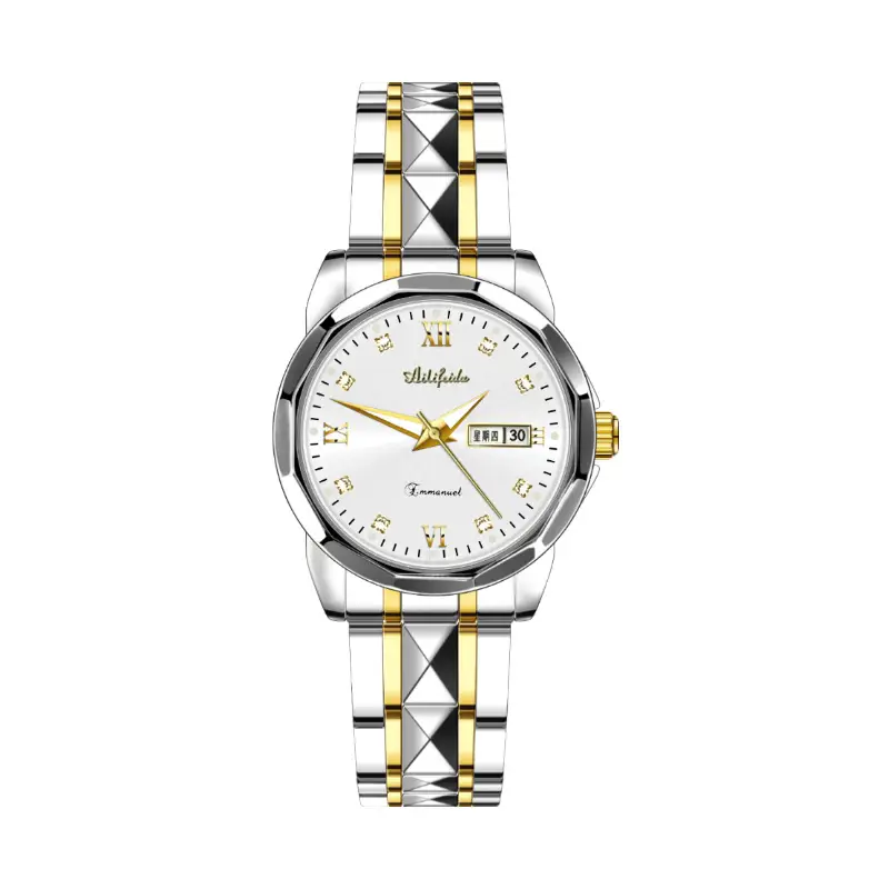 Aili Feida Steel Band Quartz Watch Men's Douyin Live Broadcast Hot Wholesale Waterproof Luminous Ultra-Thin Double Butterfly Buckle