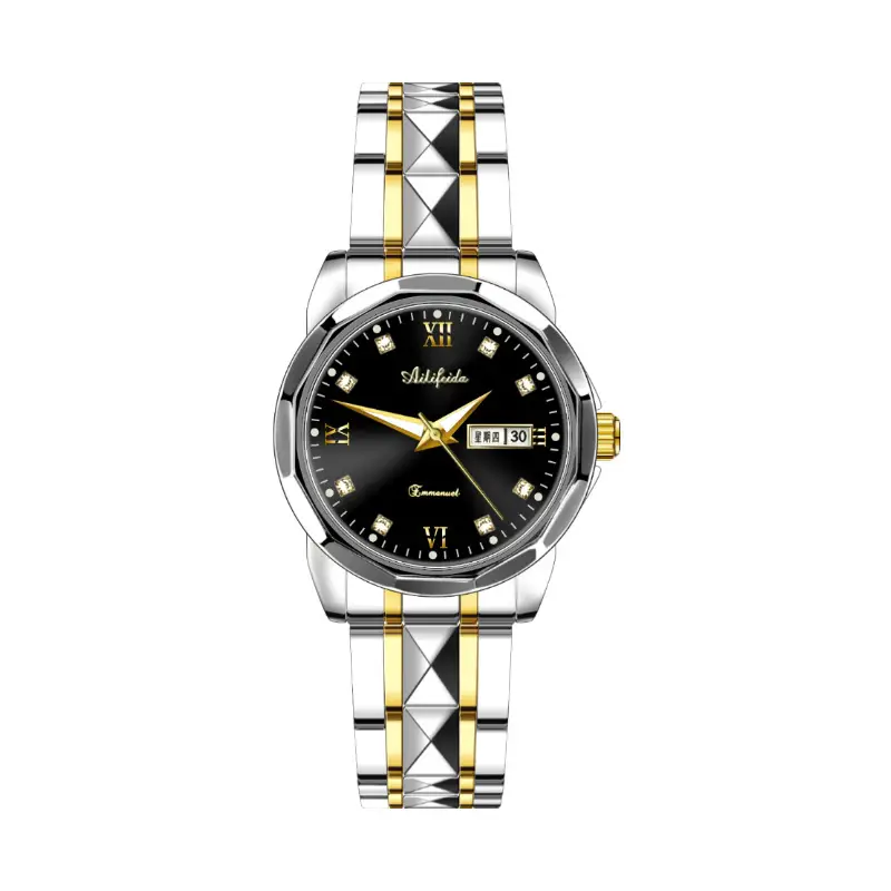 Aili Feida Steel Band Quartz Watch Men's Douyin Live Broadcast Hot Wholesale Waterproof Luminous Ultra-Thin Double Butterfly Buckle