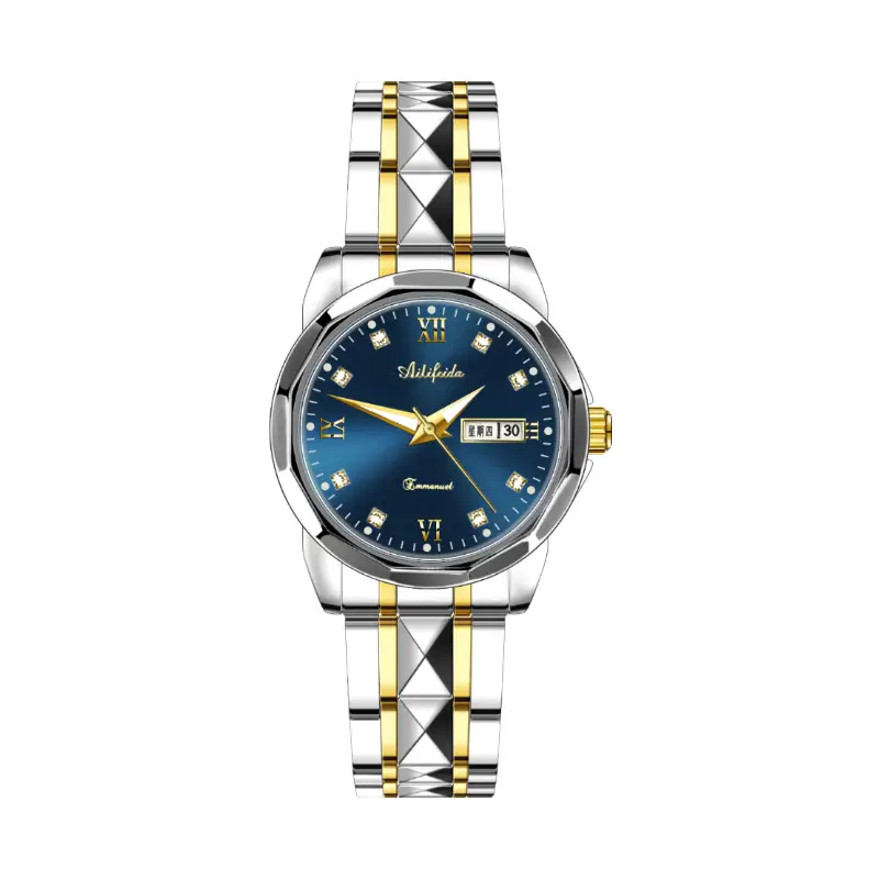 Aili Feida Steel Band Quartz Watch Men's Douyin Live Broadcast Hot Wholesale Waterproof Luminous Ultra-Thin Double Butterfly Buckle