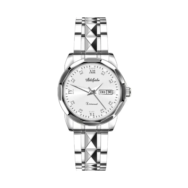 Aili Feida Steel Band Quartz Watch Men's Douyin Live Broadcast Hot Wholesale Waterproof Luminous Ultra-Thin Double Butterfly Buckle