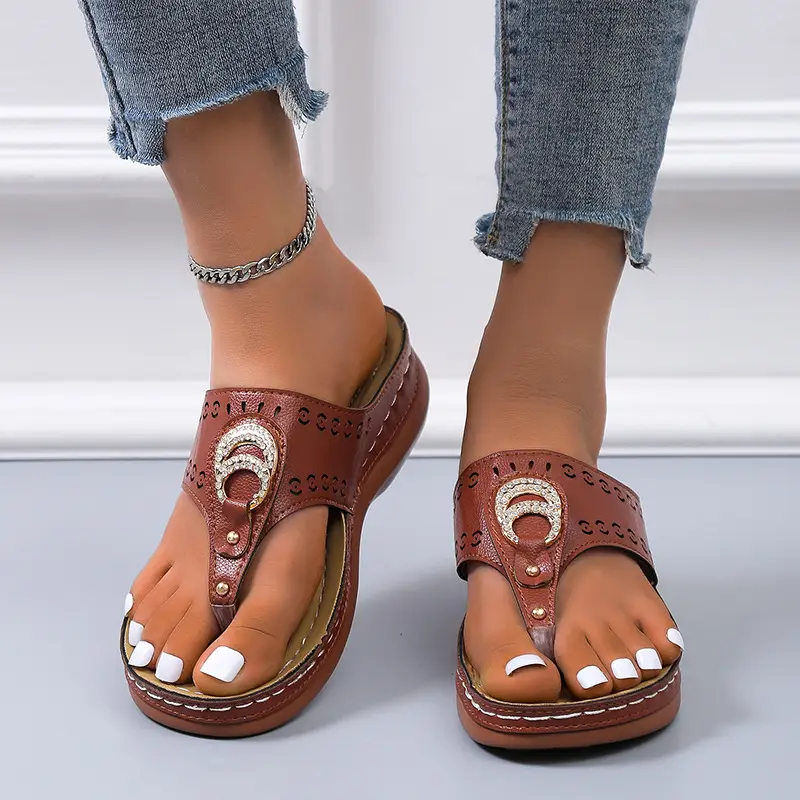 Women's Red Wedge Sandals Large Summer