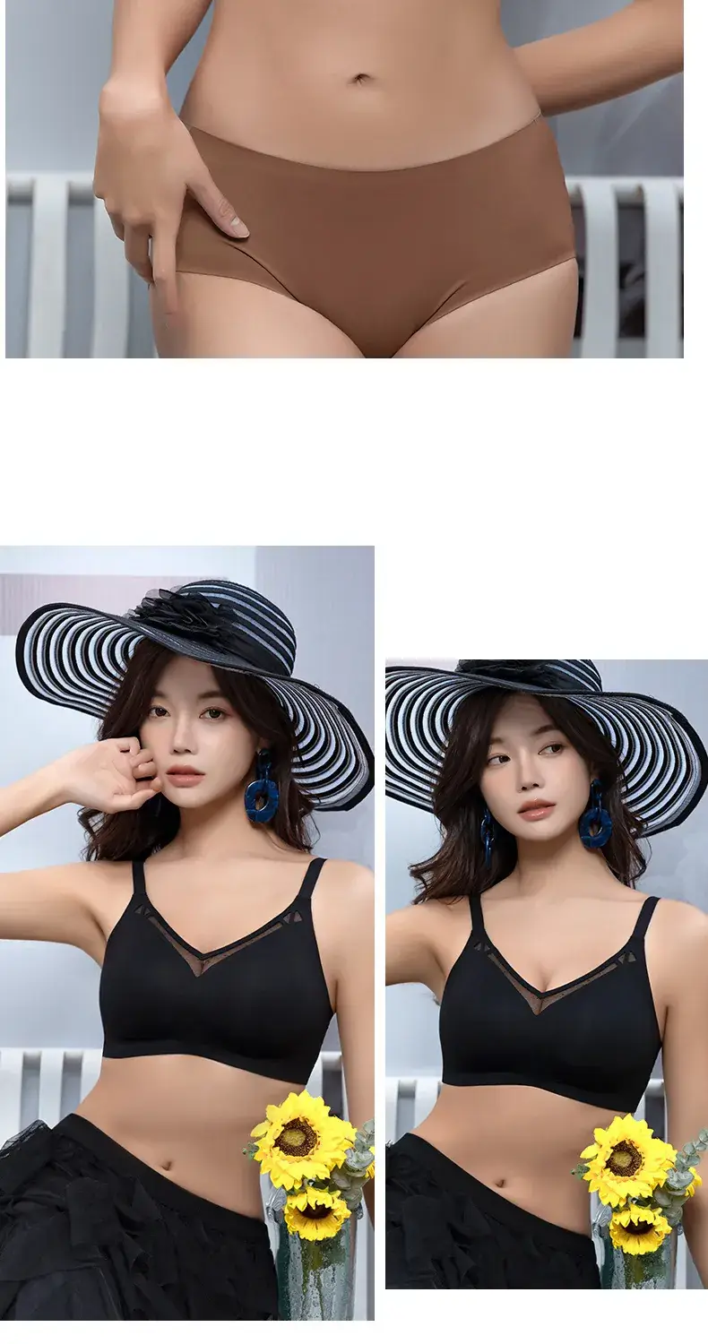 Black No Steel Ring Underwear Women's Upper Support — feature 19