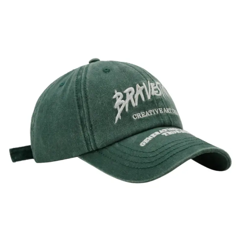 Korean Couple Letter Embroidered Baseball Cap Black