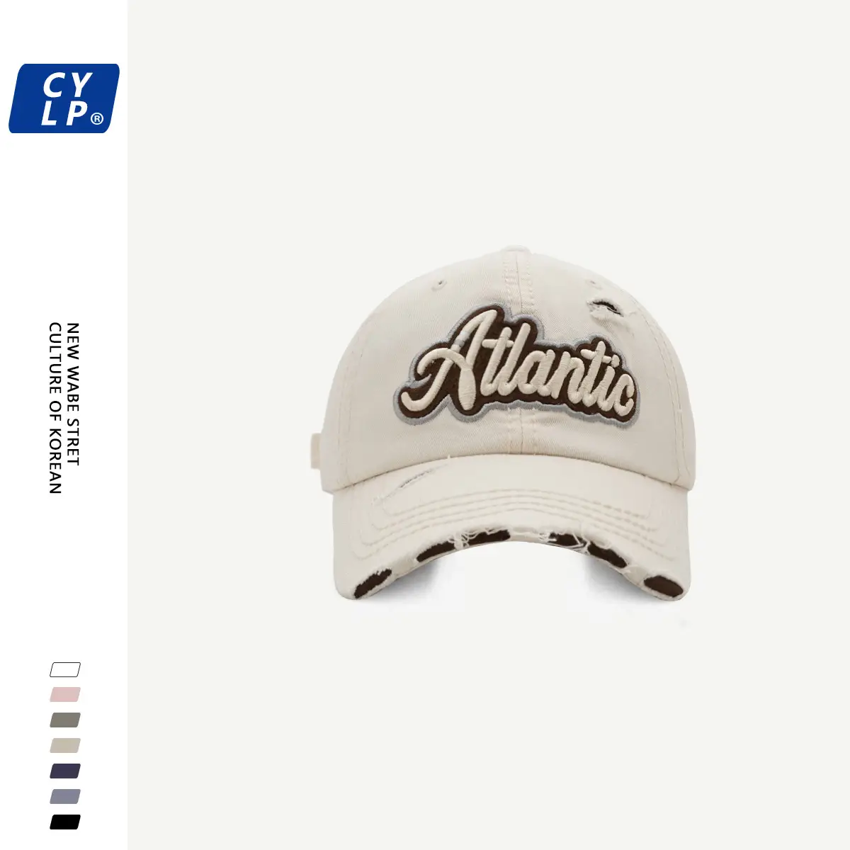 Men's White Atlanta Letter Embroidered Cap