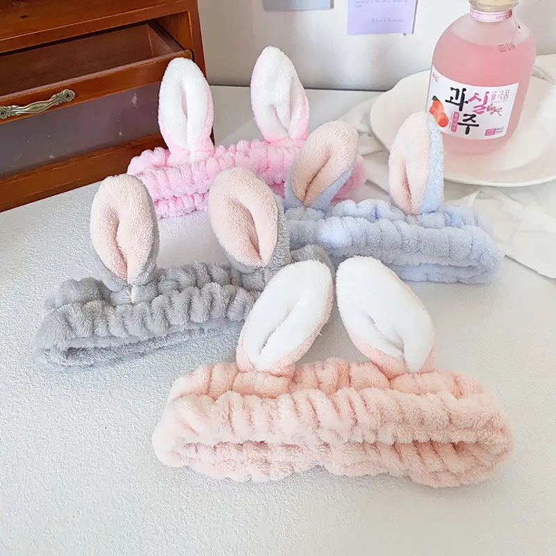 Cute Rabbit Ears Headband for Women Pink Black Brown White - Image 11
