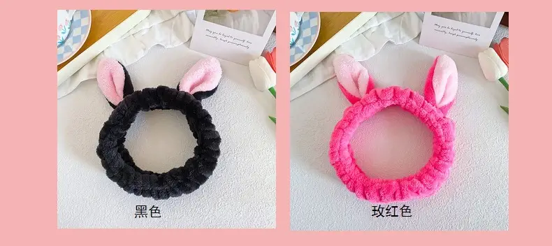 Cute Rabbit Ears Headband for Women Pink Black Brown White — feature 12