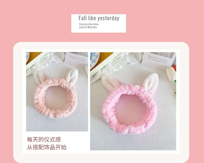 Cute Rabbit Ears Headband for Women Pink Black Brown White — feature 16