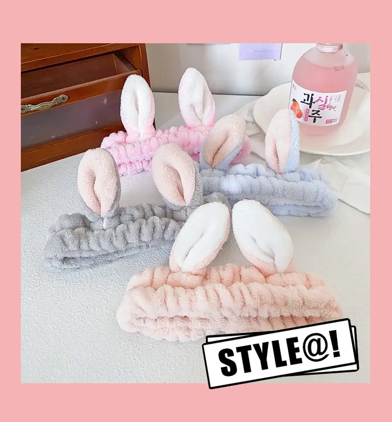 Cute Rabbit Ears Headband for Women Pink Black Brown White — feature 23