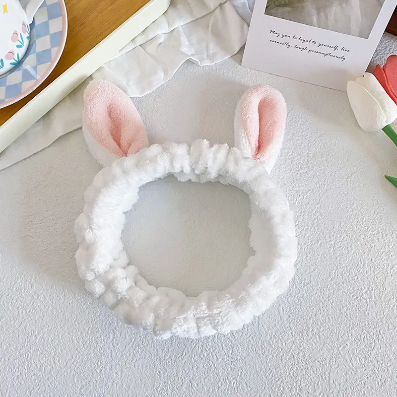 Cute Rabbit Ears Headband for Women Pink Black Brown White - Image 4