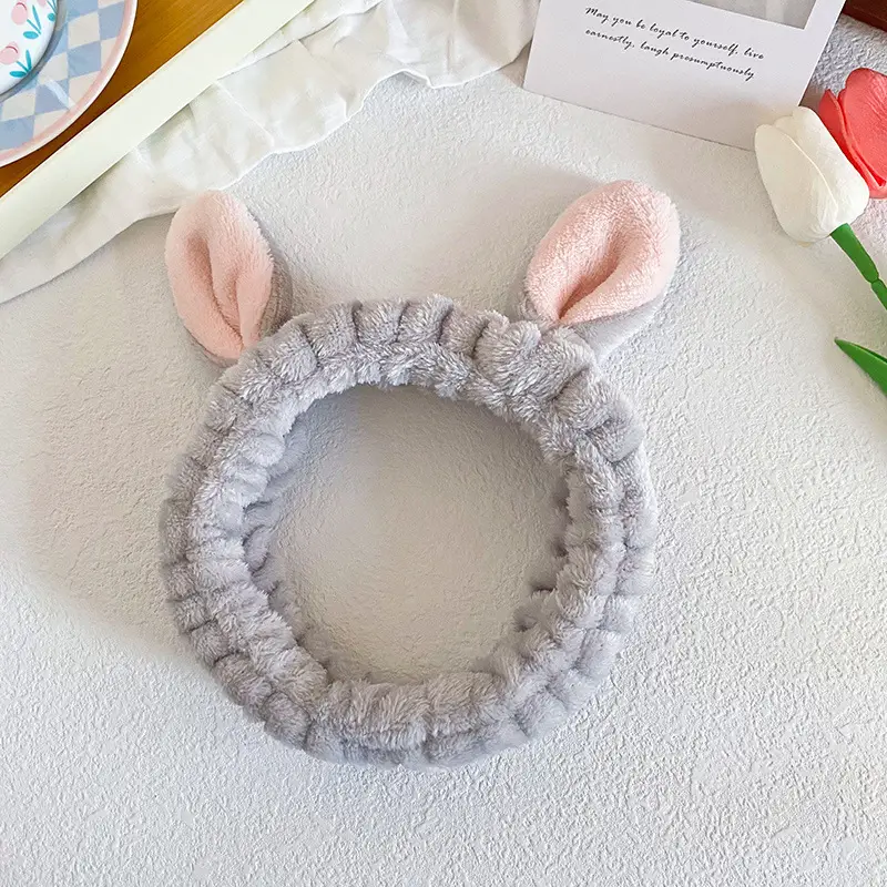 Cute Rabbit Ears Headband for Women Pink Black Brown White - Image 6
