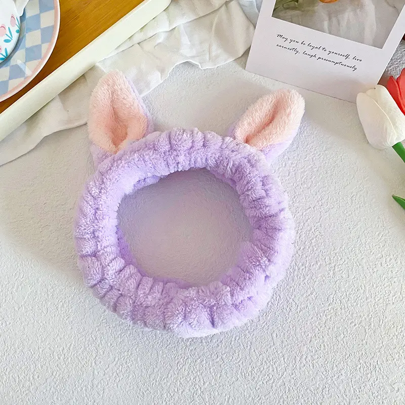 Cute Rabbit Ears Headband for Women Pink Black Brown White - Image 8
