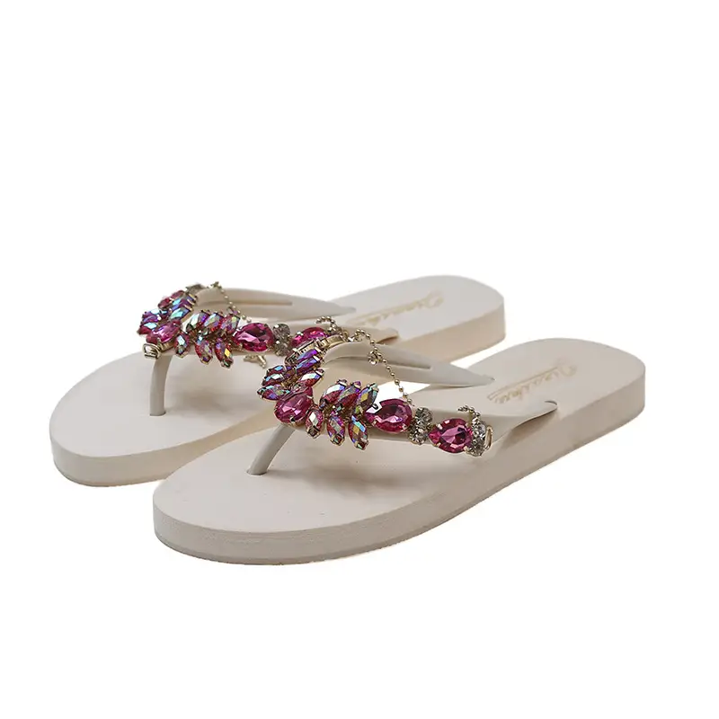 2023 Rhinestone Flip Flops Women Pink Small