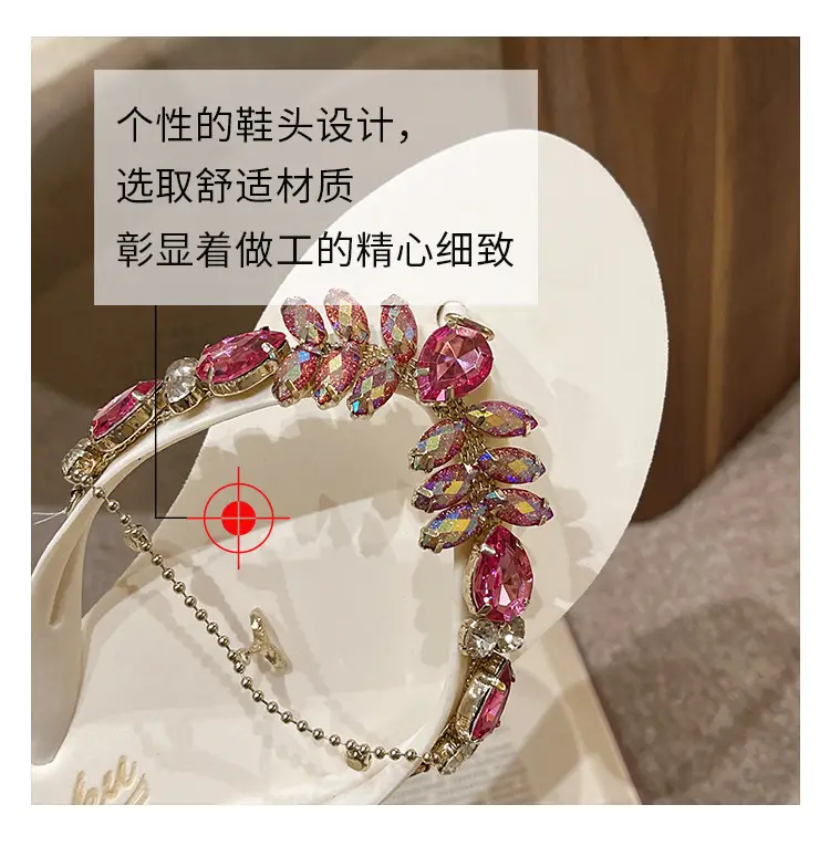 2023 Rhinestone Flip Flops Women Pink Small — feature 15