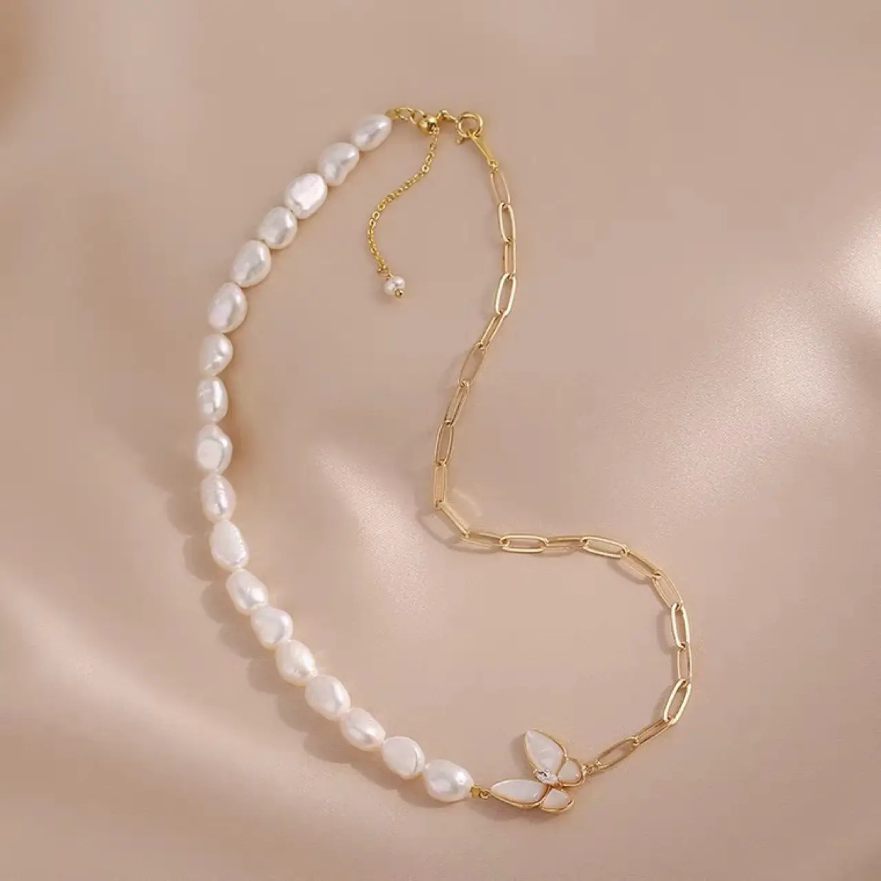 Natural Baroque Pearl Butterfly Necklace for Women - Image 3