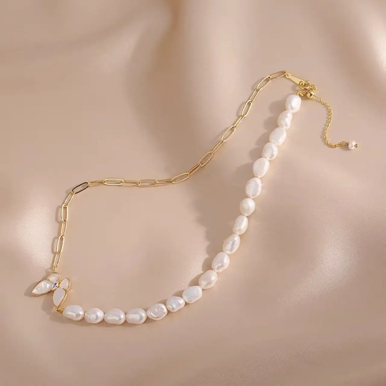 Natural Baroque Pearl Butterfly Necklace for Women - Image 4