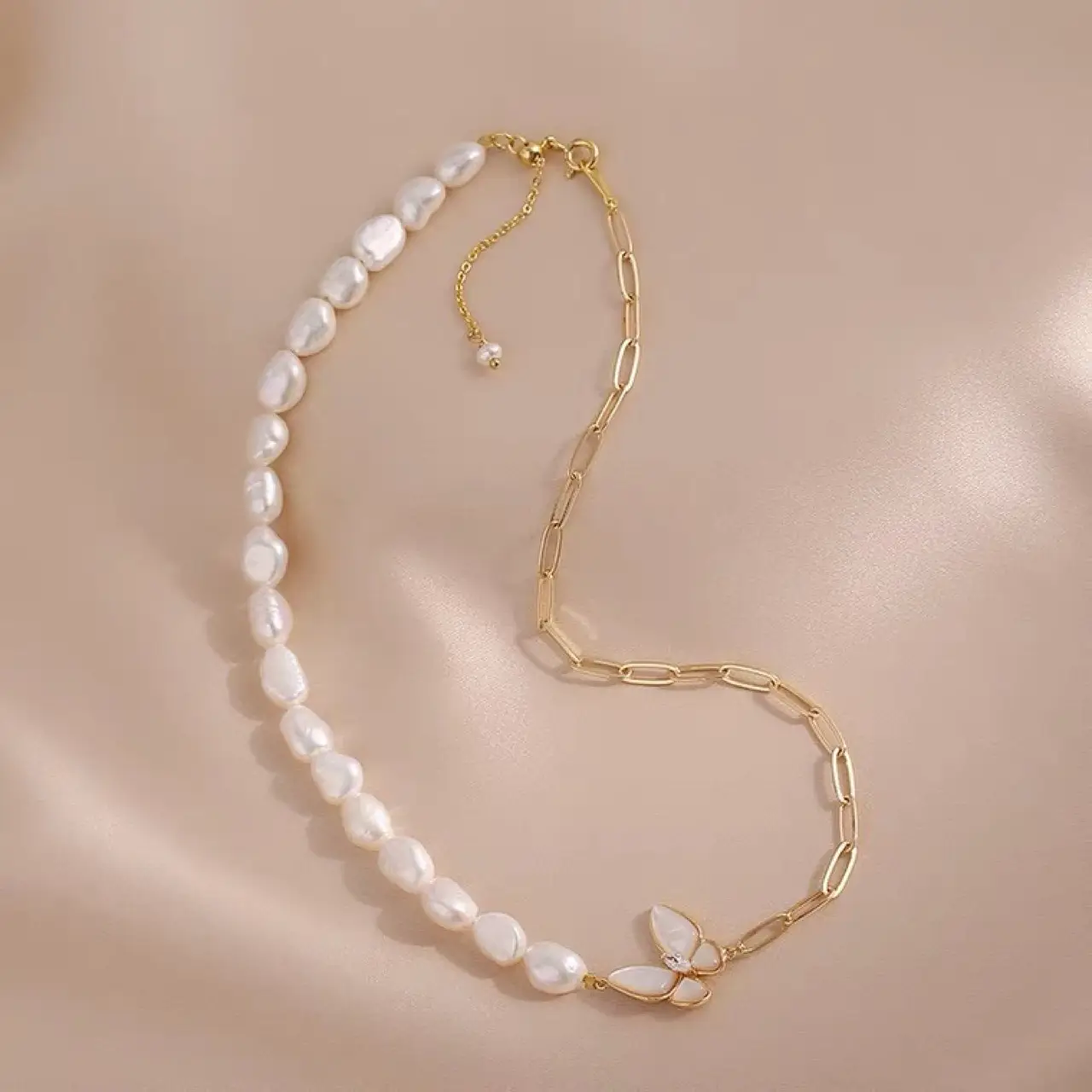 Natural Baroque Pearl Butterfly Necklace for Women — feature 2