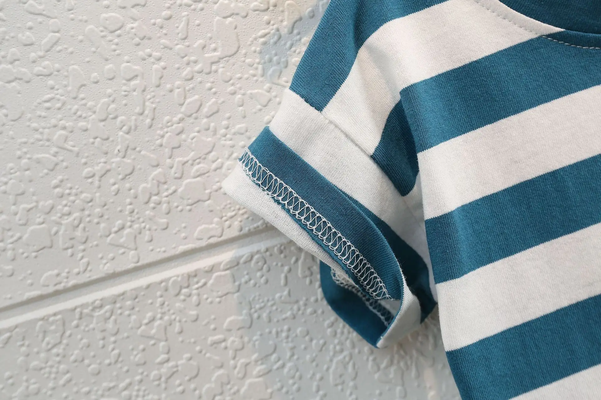 Children Cotton Shorts Set Blue White Summer — feature 9
