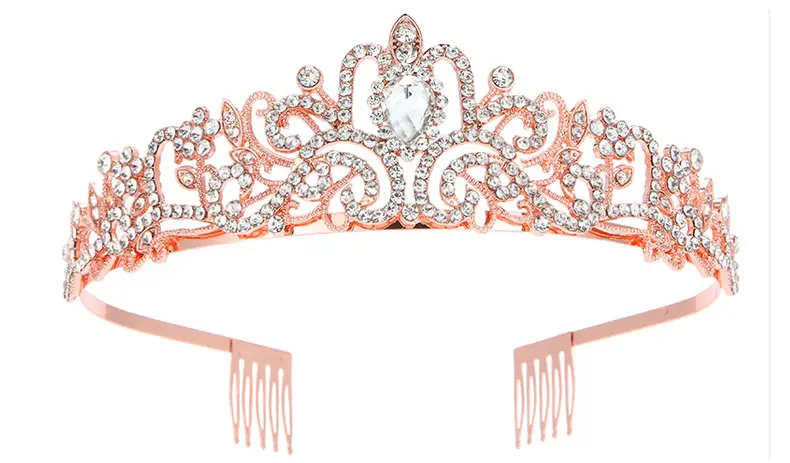 Crown Bridal Headband with Crystal Beads Rose Gold — feature 53