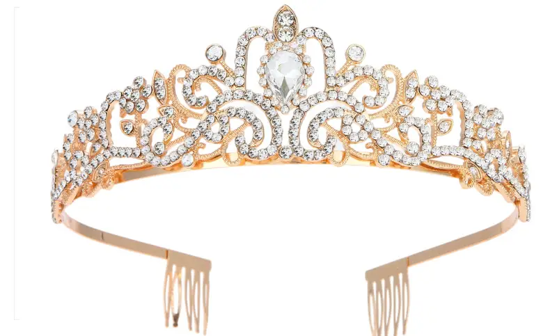 Crown Bridal Headband with Crystal Beads Rose Gold — feature 55
