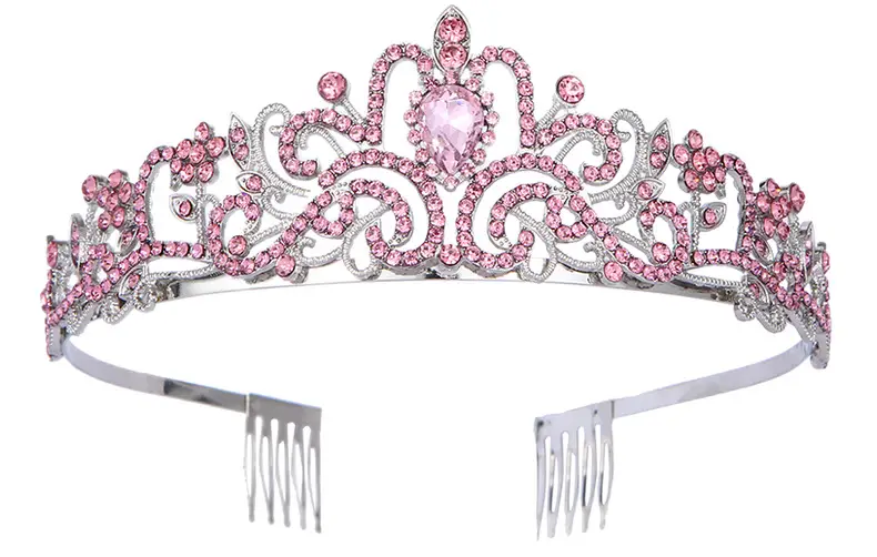 Crown Bridal Headband with Crystal Beads Rose Gold — feature 57