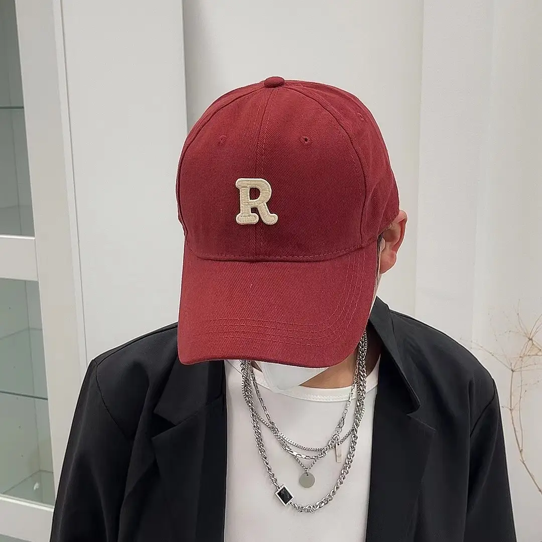 R Logo Baseball Cap Large Small Brown Beige