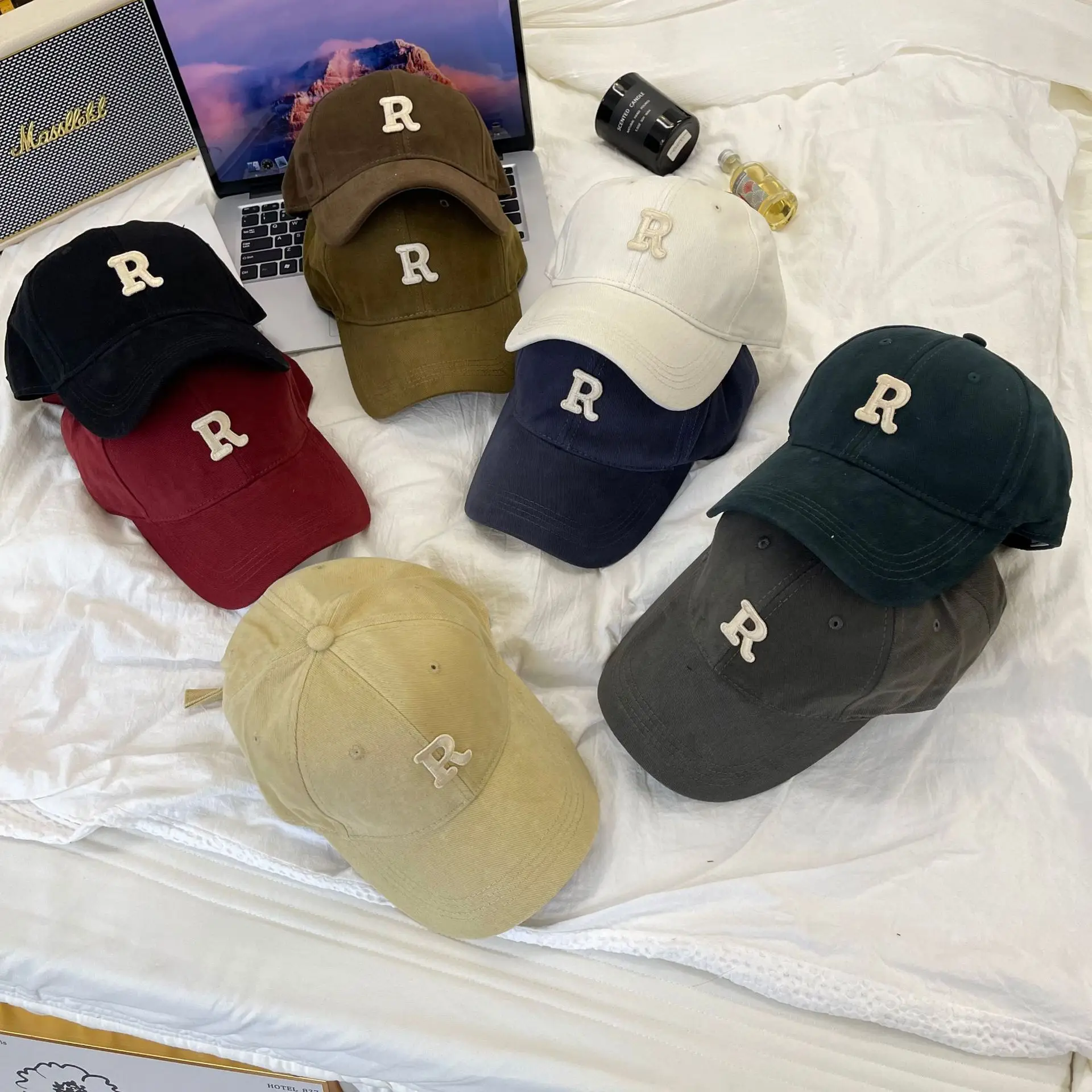R Logo Baseball Cap Large Small Brown Beige - Image 12