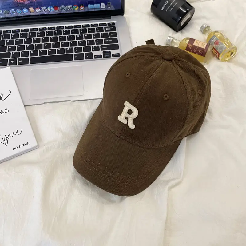 R Logo Baseball Cap Large Small Brown Beige - Image 6