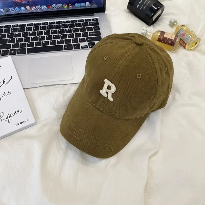 R Logo Baseball Cap Large Small Brown Beige - Image 8