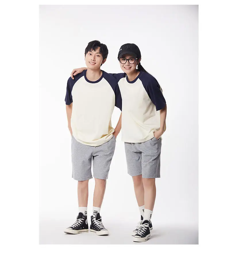 Men's Navy Blue & Cream Raglan Sleeve T-Shirt — feature 11