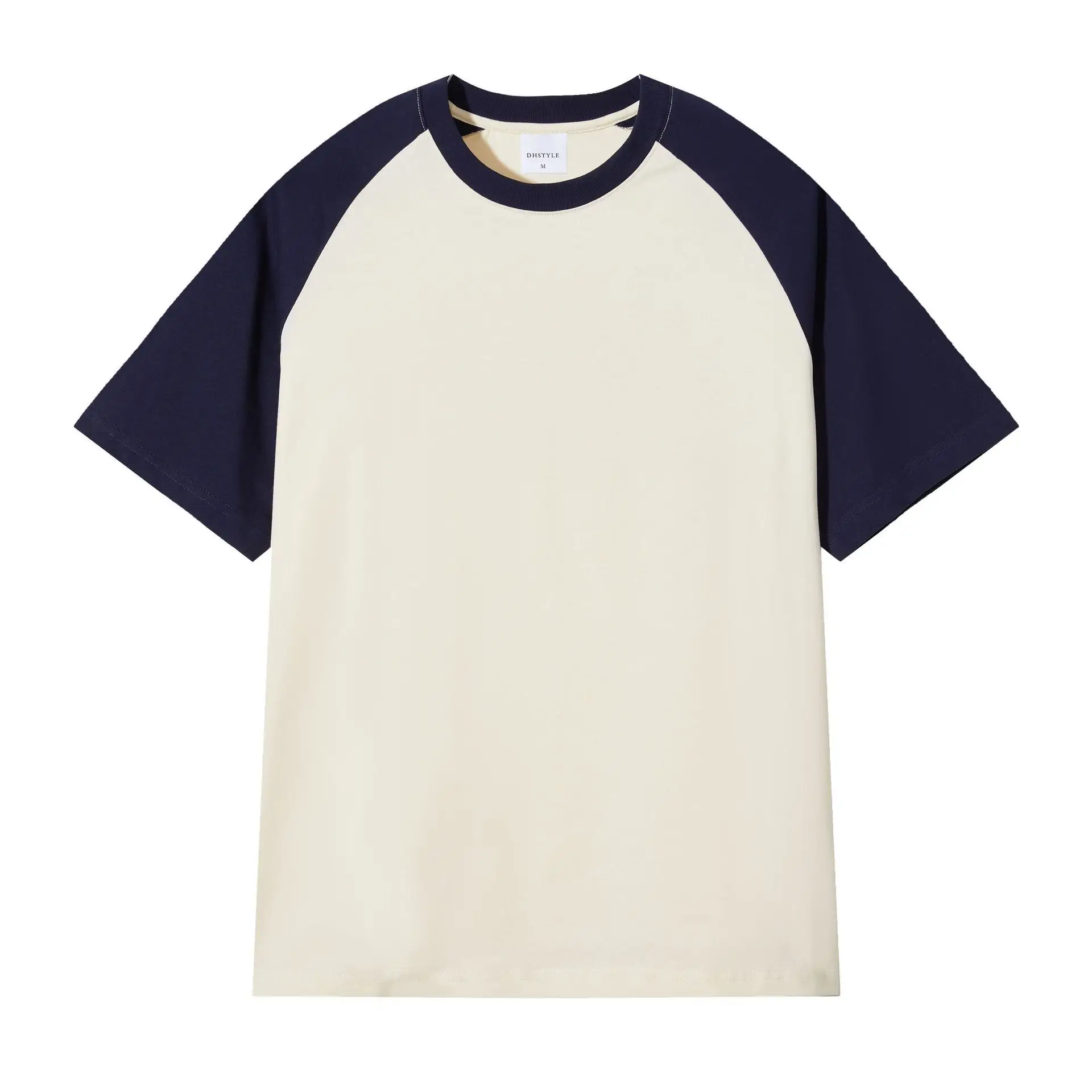 Men's Navy Blue & Cream Raglan Sleeve T-Shirt - Image 4