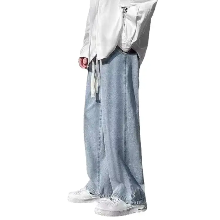 Men's Loose Wide Leg Blue Jeans Spring Casual Pants